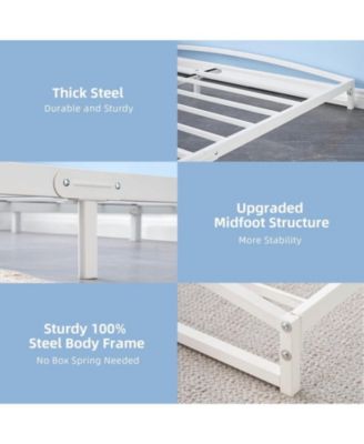 6inch Low Profile Queen Bed Frame Heavy Duty Metal Platform Steel Slats No Box Spring Noise-Free Easy Assembly