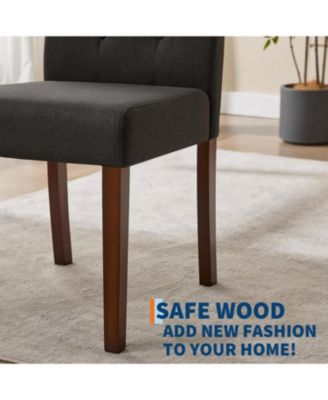 Parsons Button Tufted Dining Chairs Set of 4, Upholstered Fabric Chairs with Wood Legs