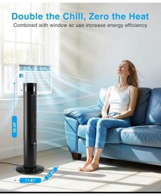 Digital Oscillating Tower Fan, 3-Speed with Remote & 12H Timer