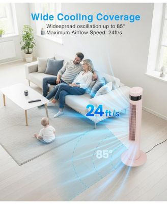 Digital Oscillating Tower Fan, 3-Speed with Remote & 12H Timer