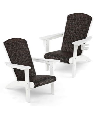 4PCS Patio Adirondack Chair Wide Armrests & Hidden Cupholder