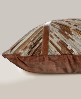 Sandra Leather Cotton Decorative Pillow, 22" x 22"