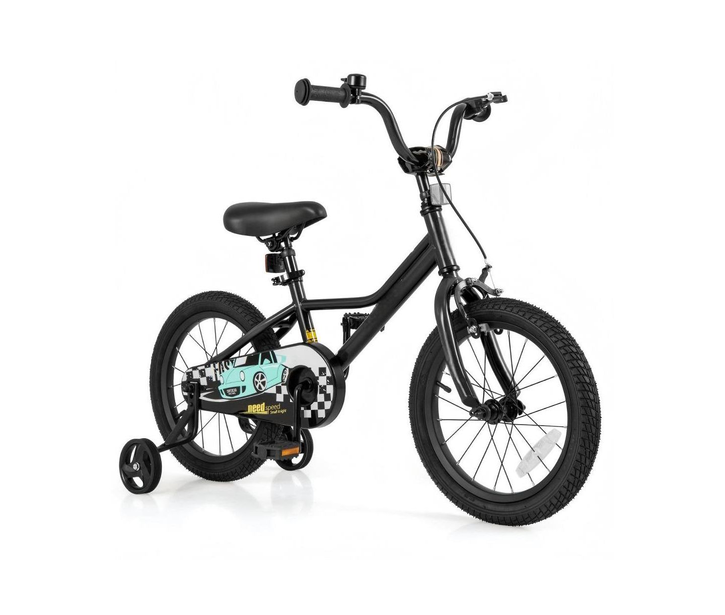 Детская игрушка HONGGE 16 Inch Kids' Bike with Adjustable Seat and Training Wheels, Ages 3-8, цвет: Чёрный — фото 1