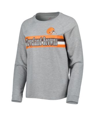 Juniors Heathered Gray Cleveland Browns All Striped Up Raglan Long Sleeve T-Shirt