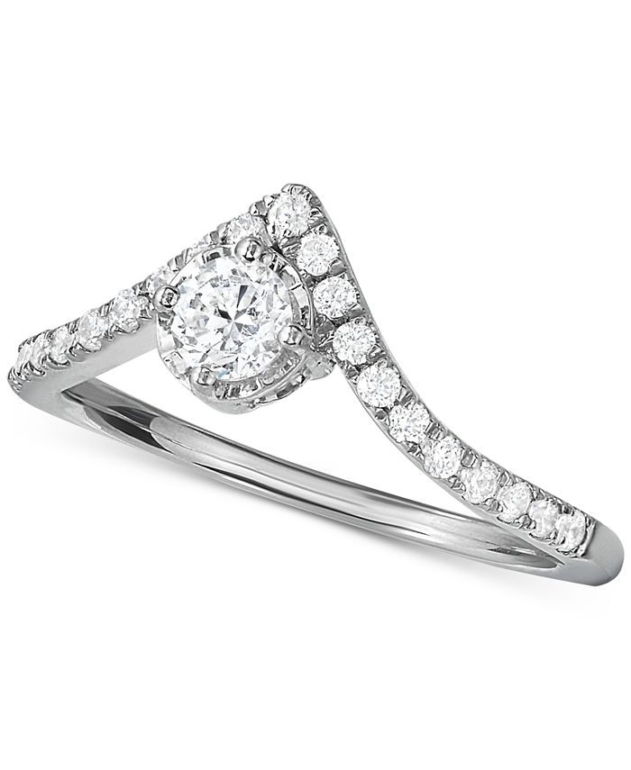 Hearts Arrows Together Diamond V Shape Engagement Ring 1 2 Ct T W In 14k White Gold Reviews Rings Jewelry Watches Macy S