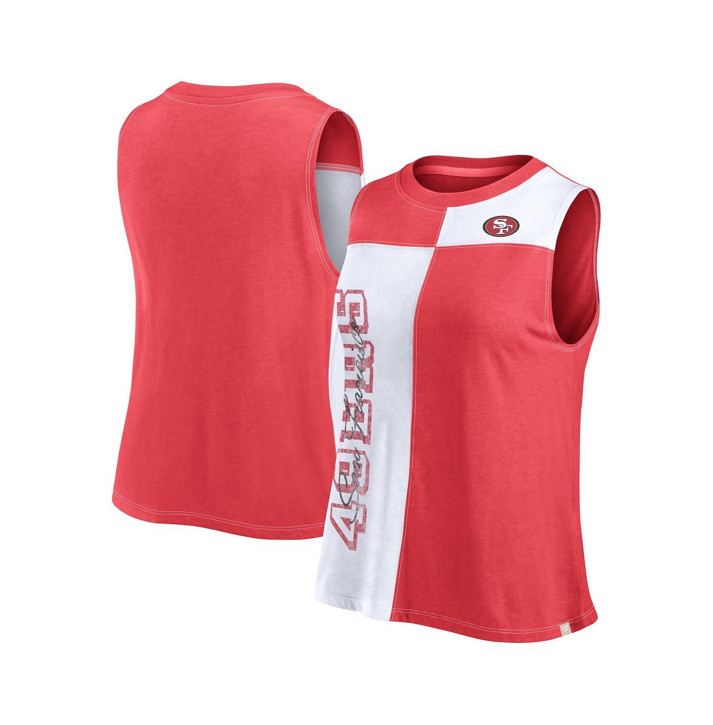 Женский топ Fanatics Scarlet/White San Francisco 49ers Script Color Block — фото 1