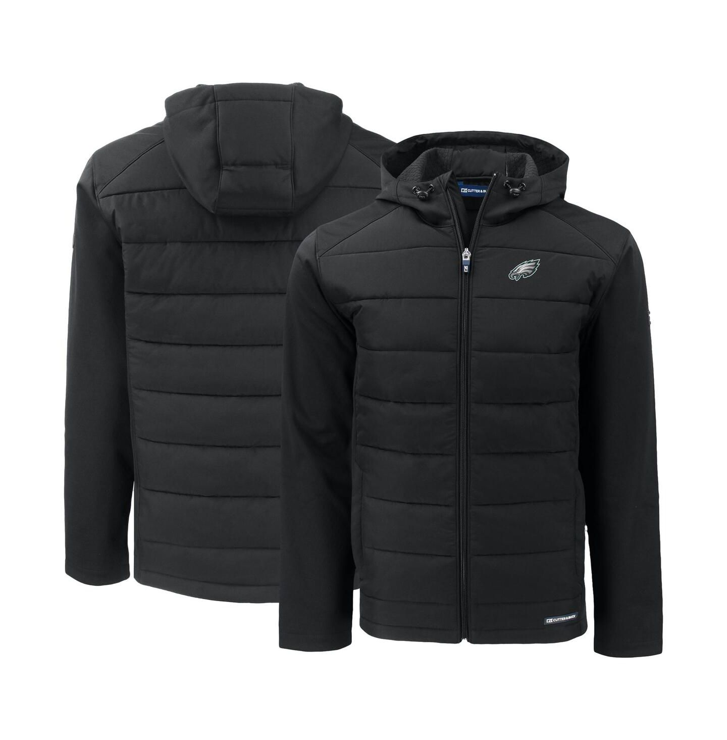 Мужская куртка Cutter & Buck Black Philadelphia Eagles Evoke PrimaLoft Hybrid Eco Softshell Full-Zip Hooded — фото 1