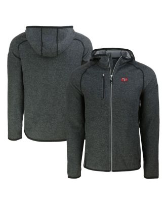 Men's Heather Charcoal San Francisco 49ers Throwback Mainsail Sweater-Knit Full-Zip Hoodie
