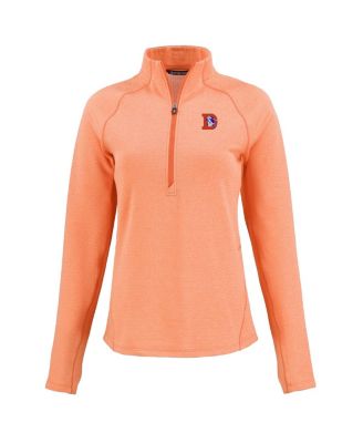 Women's Heather Orange Denver Broncos Peshastin Eco Fleece Tri-Blend Raglan Half-Zip Jacket