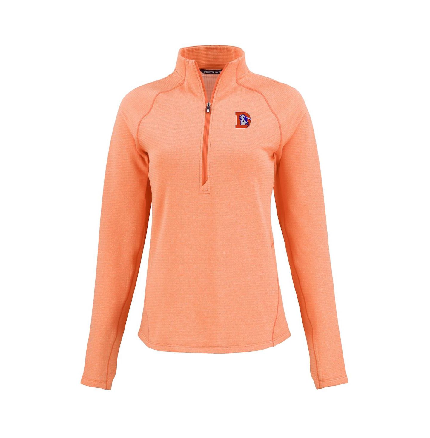 Женская куртка Cutter & Buck Heather Orange Denver Broncos Peshastin Eco Fleece Tri-Blend Raglan Half-Zip — фото 2