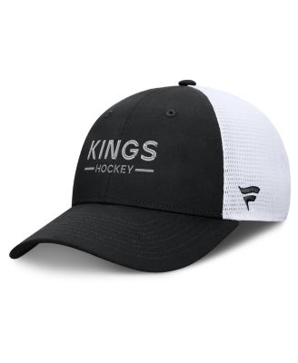 Men's Black/White Los Angeles Kings Authentic Pro Rink Lockup Adjustable Trucker Hat