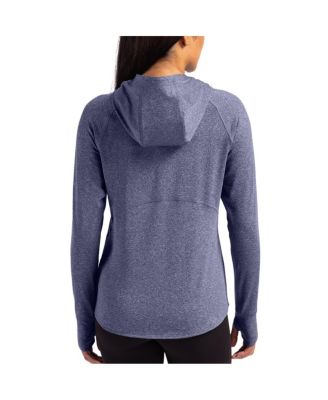 Women's Heather Navy New England Patriots Primary Logo Adapt Knit Raglan Pullover Hoodie