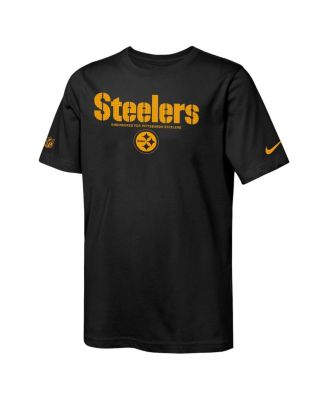 Big Boys and Girls Black Pittsburgh Steelers Sideline Team Issue T-Shirt