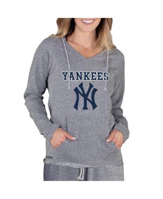 Women's Gray New York Yankees Mainstream Terry Long Sleeve Hoodie Top