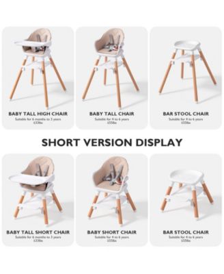 Convertible Baby High Chair with Adjustable Footrest and Detachable Tray