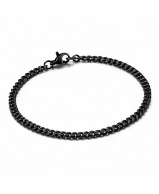 Men's 9" Black Plated 316L Stainless Steel Curb Chain Bracelet