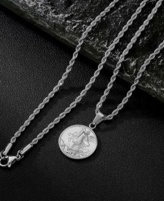 Men's Stainless Steel 22" St. Michael Pendant Necklace