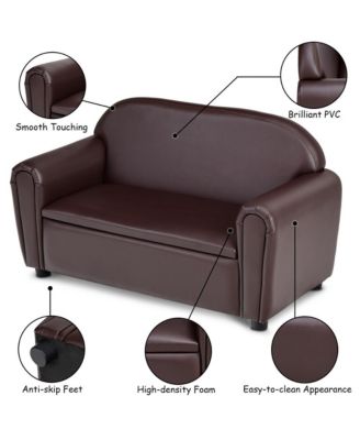 Kids Sofa Armrest Chair Lounge Couch Wood Construction Storage Box Living Room