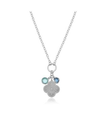 Clover Blue Charm Necklace Sterling Silver