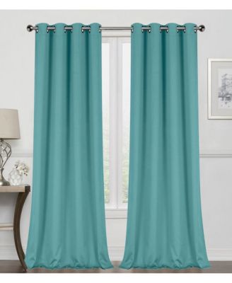 Teal 2 Piece Grommet Top Blackout Curtain Panels For Extra Long Windows