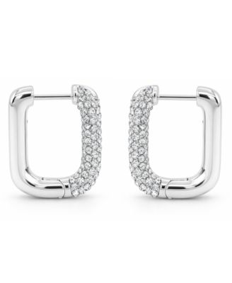 Clear Crystal Rectangular Shaped Hoop Earrings