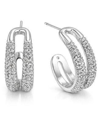 And Now This Clear Crystal Double Hoop Earrings - Silver