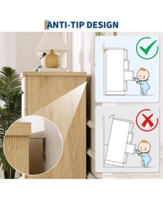 5 Drawer Tall Dresser for Bedroom, Fluted Vertical Chest of Drawers, Wood Storage Dresser with Metal Handles