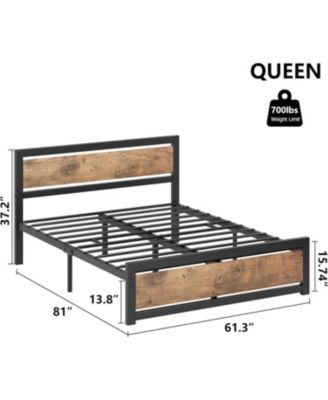 Bed Frame with Wood Headboard,  Heavy Duty Slat Support.