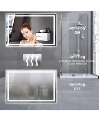 LED Bathroom Mirror with Lights, Anti-Fog, Dimmable, Backlit + Front Lit, Lighted Bathroom Vanity Mirror for Wall, Memory Function, Waterproof