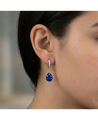 Dainty White Gold Plated Pear CZ Teardrop Lever Back Earrings