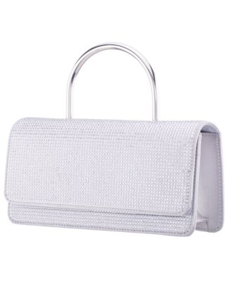 Elongated Crystal Magnetic Snap Satchel Bag