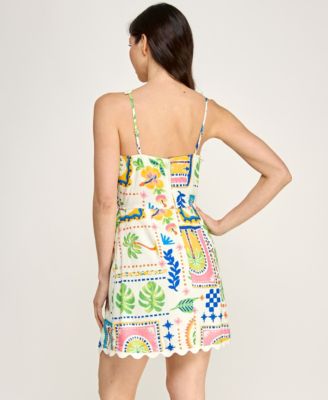 Juniors' Sleeveless Ric Rac Trim Detail Slim Dress