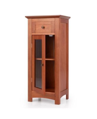 Freestanding Bathroom Cabinet with Glass Door Storage