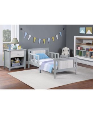 Rockport Reversible Panel Toddler Bed Solid Wood Dual Tone Finish Low Profile Design for Kids Bedroom
