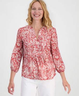 Women's Floral Pintuck Blouse