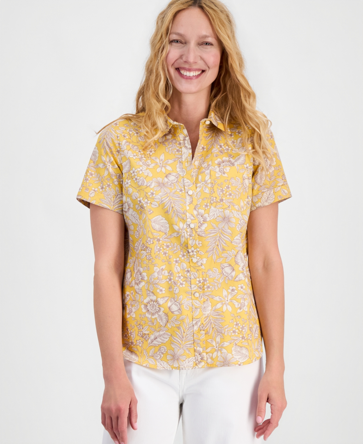 Nautica Women's Cotton Floral Camp Shirt