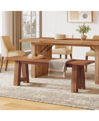 Solid Wood Dining Bench with A-Shaped Legs, 55.12-Inch Farmhouse Entryway Bench