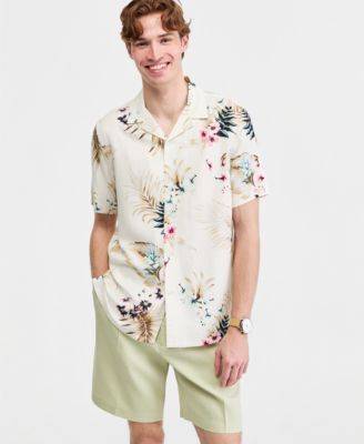 Men's Viva Floral Silk-Blend Short Sleeve Shirt