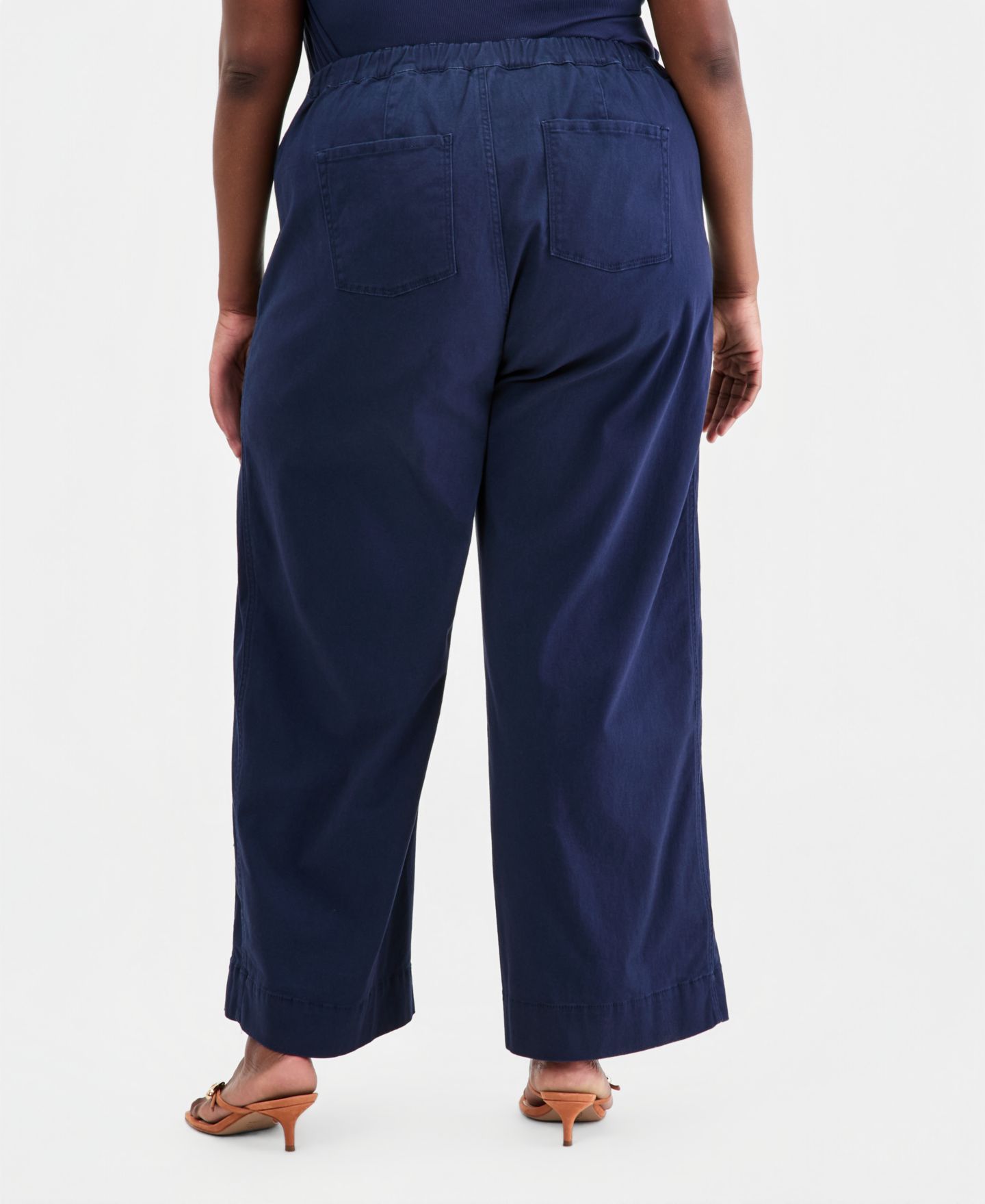 Женские брюки On 34th Trendy Plus Size Stretchy-Waist Wide-Leg, цвет: Синий — фото 4