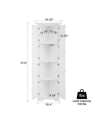 Modern Tall Storage Cabinet with Doors and 4 Shelves