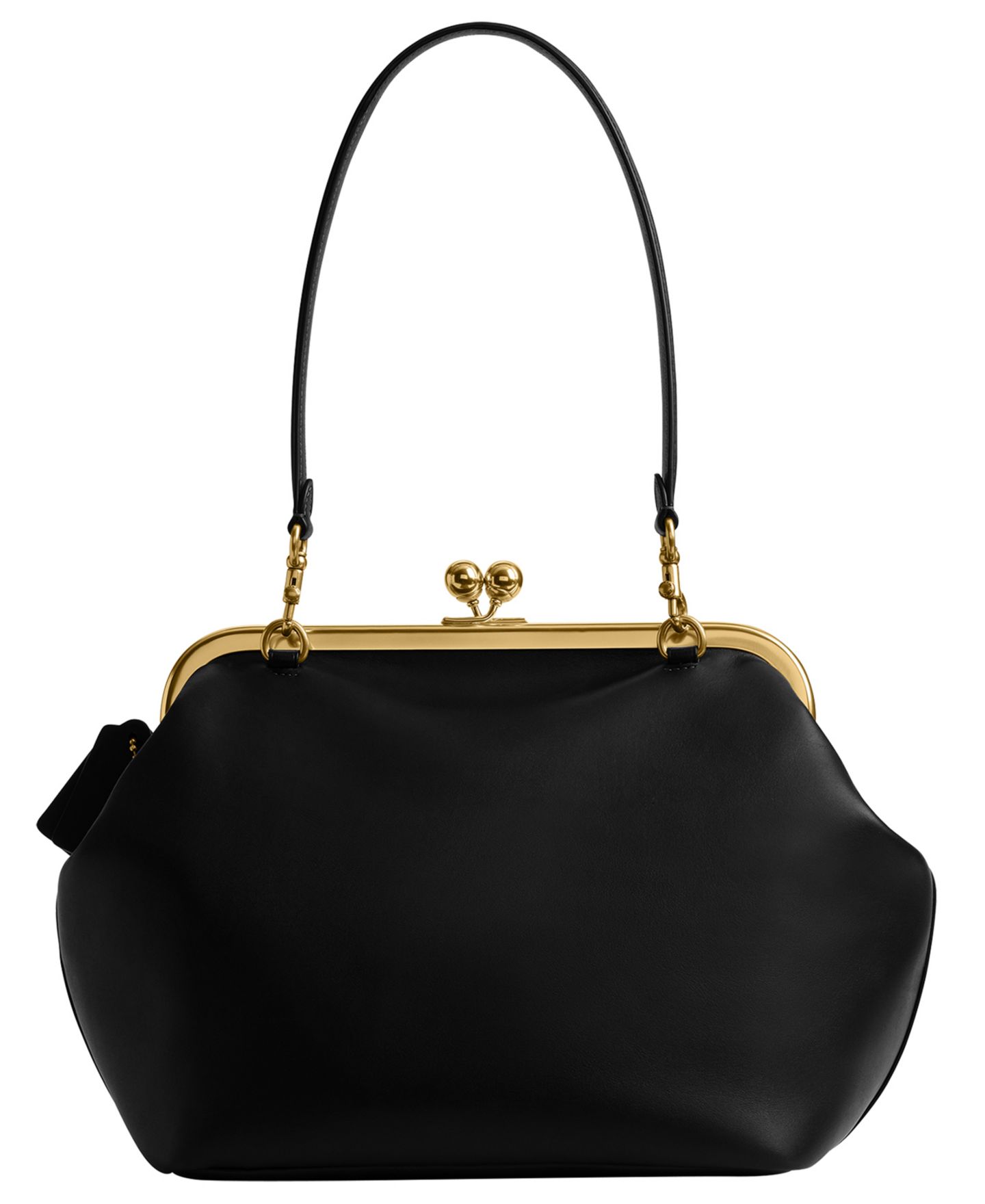 Женская сумка COACH Kisslock Medium Leather Frame 27, цвет: Латунный / Чёрный — фото 4