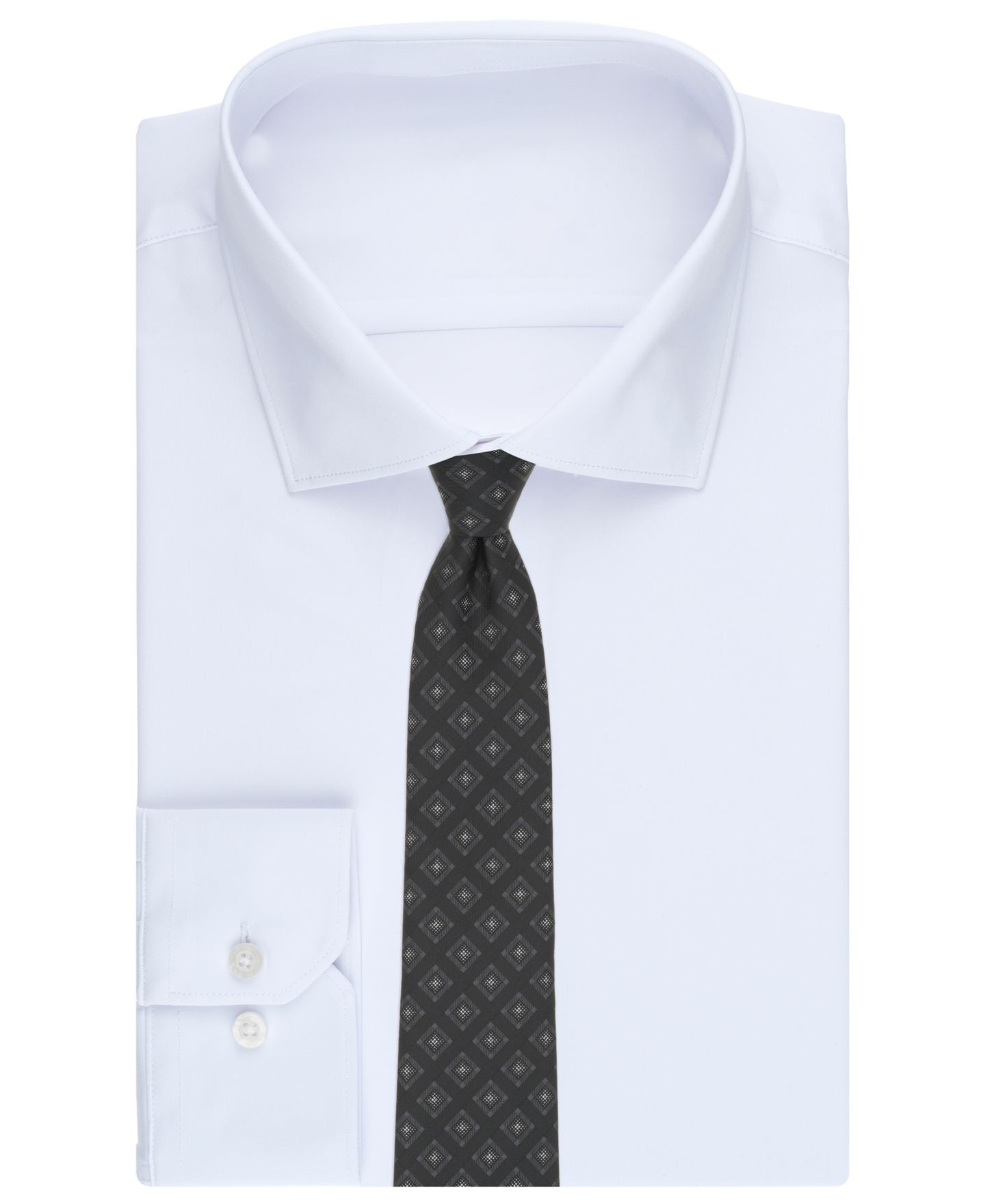 Мужской галстук Perry Ellis Portfolio Serino с мелким узором, цвет: Чёрный — фото 3