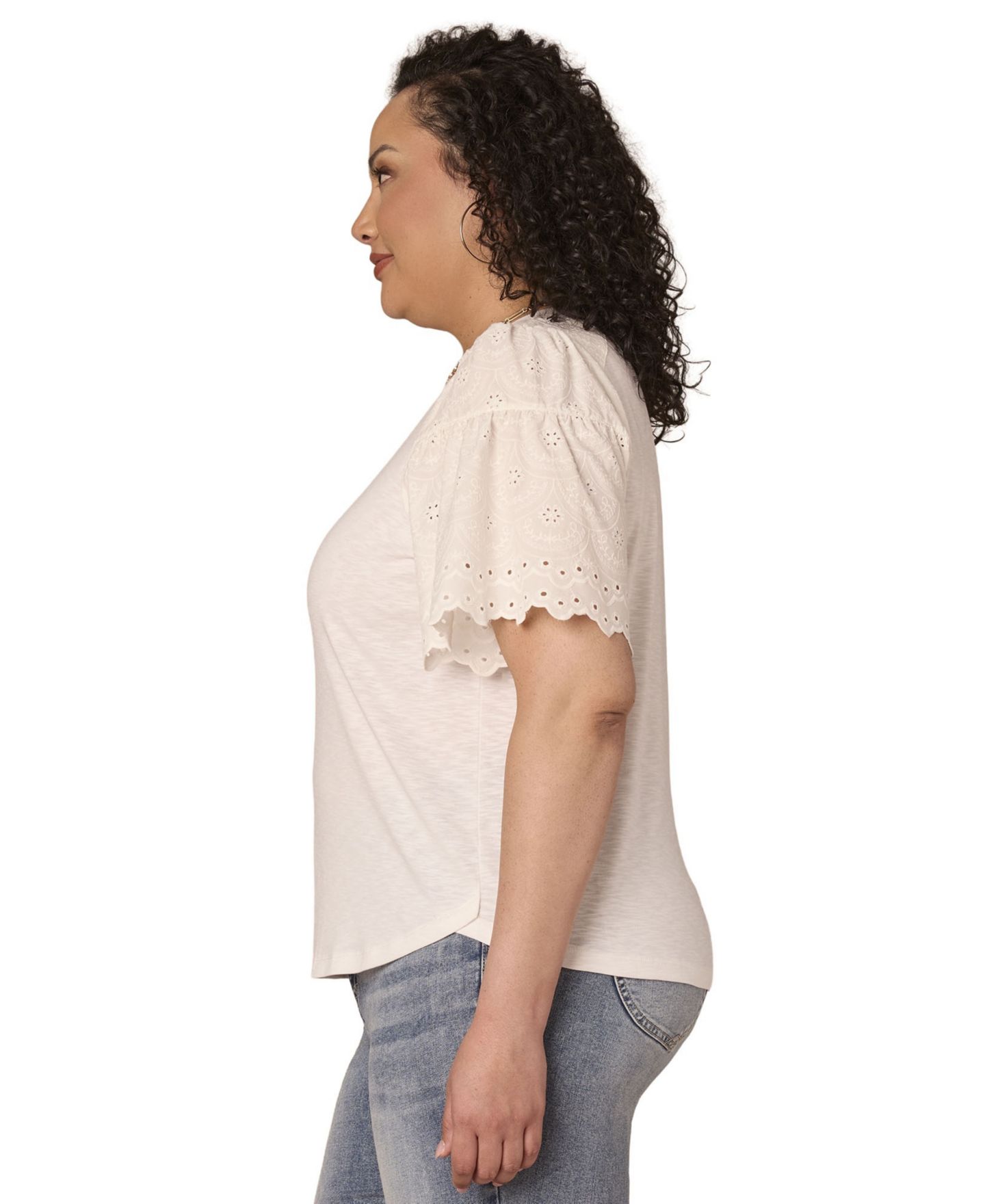 Женский топ Democracy Plus Size Crewneck, цвет: Молочный белый — фото 2