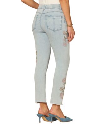 Petite Floral Embroidered Skimmer Jeans