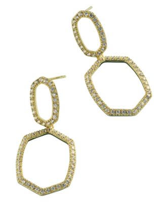 Cubic Zirconia Open Daphne Pave Open Frame Drop Earrings