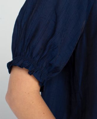 Petite Textured Puffed-Sleeve Top