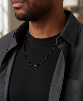 Men's Black Plated 18" Stainless Steel Figaro Necklace