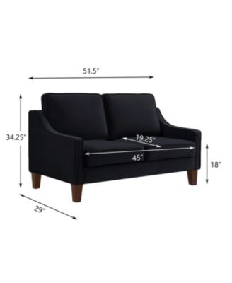 Upholstered Velvet Loveseat Sofa with Wooden Legs