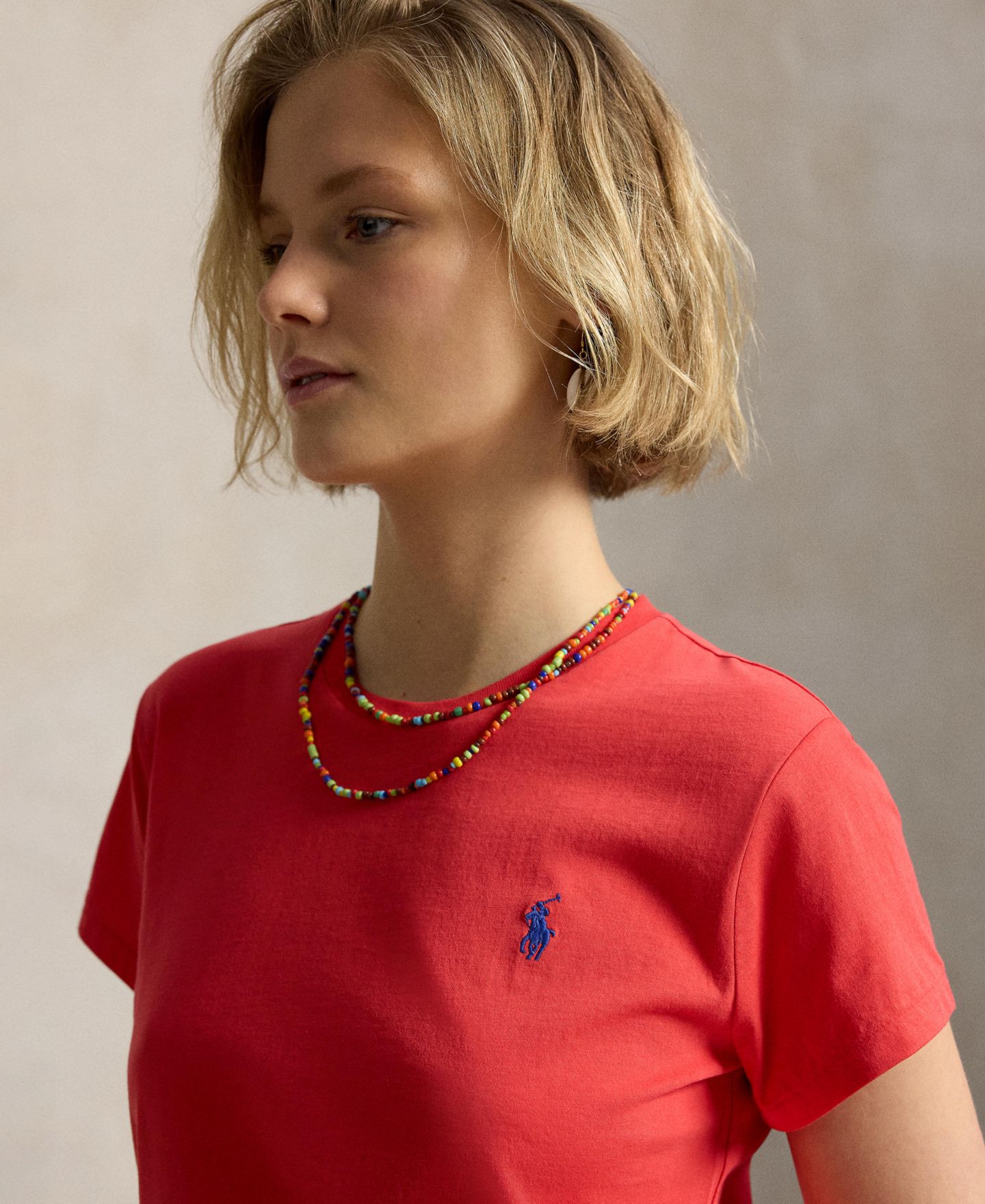 Женская футболка Polo Ralph Lauren Crewneck, цвет: Bright Hibiscus — фото 3