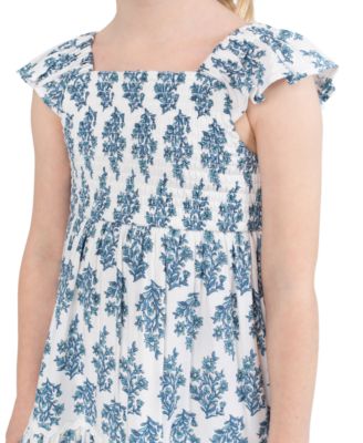 Girls' 2T-6X Printed Square Neck Dress